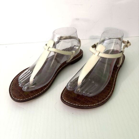 Sam Edelman Shoes - Sam Edelman Gigi Sandals Women's Size 8.5 W, 38.5 EU White Leather Thong Strappy